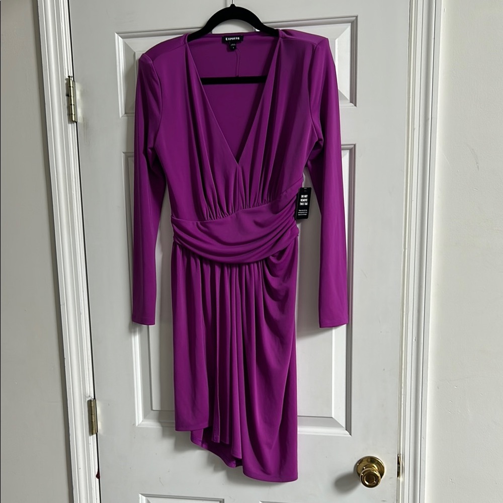 Elegant Purple Long-Sleeve Dress